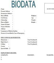 Bio data formet grude interpretomics co. 6 Simple Biodata Format For Job Application Sample Contracts