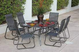 7 Piece Aluminum Dining Set With Glass Table Patio Furniture Pewter Alexis By Bellini 1199 99 7 Piece Patio D Garden Patio Furniture Patio Patio Furniture