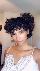 Curly Bangs Pig Tails Buns Hairstyle Bun Hairstyles Hairstyle Curly Bangs