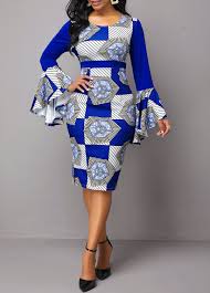 Flare Sleeve Side Zipper Tribal Print Sheath Dress Rotita Com Usd 33 43 African Wear Dresses Latest African Fashion Dresses African Design Dresses