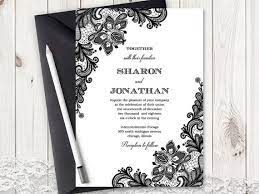 Black Lace Wedding Invitation Vintage Lace Diy Etsy Vintage Wedding Invitations Lace Lace Wedding Invitations Wedding Invitations Printable Templates