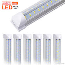 4 T8 Led Shop Light Fixture 4ft 60w 2ft 30w Clear Lens Cover Double Side 4 Rows V Shape Integrated Bulb Lamp Led Cooler Door Light Led Tube Light Fixtures Led Lights Tube