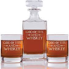 Amazon.com | Abby Smith God Of Tits And Whiskey Engraved Decanter and Rock  Glasses, Set of 3: Liquor Decanters