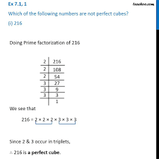 The following is a list of perfect squares. Ex 7 1 1 Which Of The Following Numbers Are Not Perfect Cubes