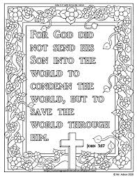 Print And Color John 3 17 Bible Verse Bible Coloring Pages Bible Verse Coloring Page Coloring Bookmarks