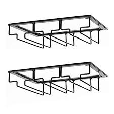 Vintage floor wine bottle and glass rack natural. Defway Wine Glass Rack Under Cabinet Stemware Wine Glass Holder Glasses Storage Hanger Metal Organizer For Bar Kitchen Black Buy Online In India At Desertcart In Productid 87165756