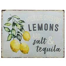 Barnyard Designs When Life Gives You Lemons Add Salt Tequila Funny Retro Vintage Tin Bar Sign Country Home Decor 13 X 10 Walmart Com In 2020 Lemon Kitchen Decor Vintage