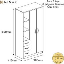 Beyaz Minar Mobilya 2 Kapakli 3 Cekmeceli Gardrop Cocuk Genc Odasi Icin Modelleri Ve Fiyati Dekopasaj