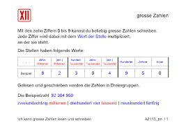 Reale beispiele für sehr große zahlen. Zahlen Und Zahlworter Lesen Und Schreiben Grosse Zahlen Lesen Und Schreiben