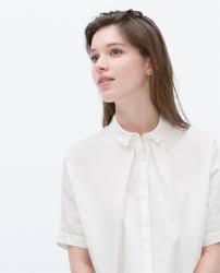 Frauen hemden und blusen petites plissee 3/4 ärmel shirts stehkragen gebogener saum atmungsaktiv chiffon tunika oberteil damen blau,m. Pleated Front Shirt Tops Woman Zara Damen Damen Zara