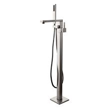 The free standing bathtub faucet is not an area to skimp and also none of these styles do. Right Angled Bathtub Faucet Modern Brushed Nickel Floor Mount Tub Tap With Hand Shower Freestanding Tub Faucet Bathtub Faucet Freestanding Bathtub Faucet