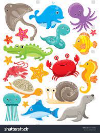 Cute Sea Animals Vector Set Under The Sea Animals Clipart Sea Creatures Clipart Vector Illustrat Under The Sea Animals Under The Sea Clipart Sea Illustration
