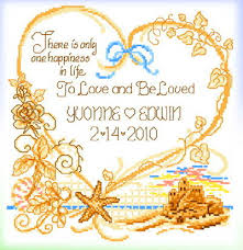 Personalizing your cross stitch for a wedding with names, dates and initials is a wonderful way to mark the special day. Seaside Wedding Cross Stitch Pattern By Ursula Michael Crosstitch Com