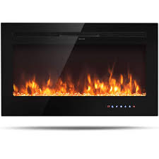 4.6 out of 5 stars. Tangkula 36 Electric Fireplace In Wall Recessed And Wall Mounted 750 W 1500 W Fireplace Heater Touch Screen Control Panel 9 Flamer Color Temperature Control Timer Crystal Heater 36 Inches Buy