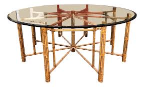Vintage Round Mcguire Bamboo Glass Dining Table Price 2 399 Dining Table Dining Table Price Glass Dining Table