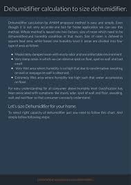 dehumidifier calculation or dehumidifier sizing for home