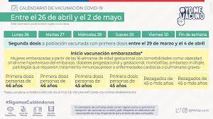 Para este lunes 24 de mayo corresponde la primera dosis de la vacuna para las personas de 29 años. Ministerio De Salud On Twitter Yomevacuno Conoce Aqui El Calendario De Vacunacion Contra Covid 19 Para La Semana Del 26 De Abril Al 2 De Mayo Mas Detalles En Https T Co Uth4wgnsme