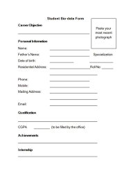 Bio Data Form 5 Bio Data Data Form Writing A Bio