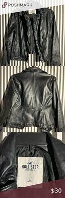 Hollister Black Leather Jacket Great Condition Hollister Jackets Coats Leather Jackets Leather Sleeve Jacket Leather Jacket Black Leather Jacket