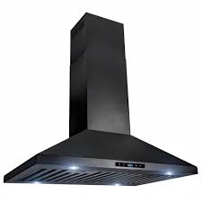Akdy 30 In 470 Cfm Kitchen Island Mount Range Hood In Black Painted Stainless Steel With Touch Control Rh0080 The Home Depot In 2020 Island Range Hood Kitchen Range Hood Range Hood