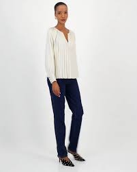 I.N.C. International Concepts Womens Pleated V-Neck Blouse, Macys  Exclusive - Macys