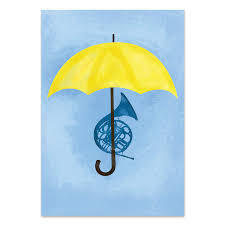 The yellow umbrella is an object originally owned by the mother, which comes into the possession of ted after she leaves it at a party. How I Met Your Mother Abstract Print Himym Tv Show Yellow Umbrella Blue French Horn Funny Illustrated Poster Gift Unframed Amazon Co Uk Handmade