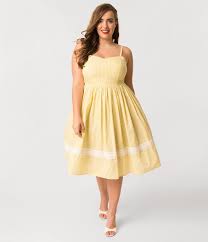 Black And White Gingham Dress Plus Size 1950s Plus Size Dresses Swing Dresses Yellow Plus Size Dresses Plus Size Vintage Dresses Plus Size Vintage Clothing
