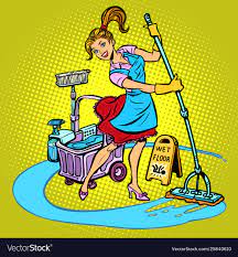 Cleaning Lady Washes Floor Royalty Free Vector Image