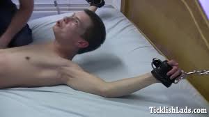 Charlie Tied to the Bed being Tickled by Chris