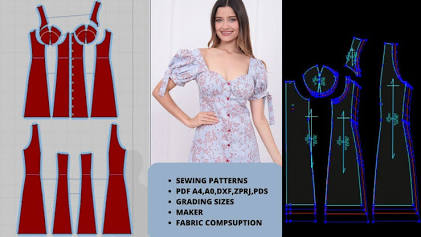 Precision 2D Pattern Drafting paired with CLO 3D Virtual Simulation, AI generated