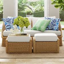 Coffee tables can add different textural elements to your room, depending on the style, since they can be made from glass, wood or metal. Aerin East Hampton Outdoor Coffee Table Ottoman Patio Furniture Williams Sonoma