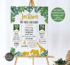 Safari Jungle Animals Birthday Milestone Poster Editable Etsy Animal Birthday Milestone Poster Milestone Birthdays