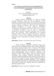 Pdf Analisis Standar Penilaian Pendidikan Pada Pendidikan Dasar Dan Menengah Di Indonesia