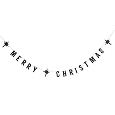 Girlanda Z Papieru Czarny Napis Merry Christmas Madam Stoltz Dekoracie Vianocne Dekoracie