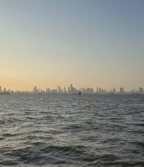 Mumbai skyline from Elephanta Cave ...