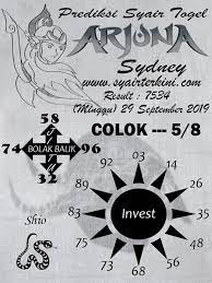 Arjuna Syairtogel Sydney 29 September 2019 Sydney Arjona Hong Kong