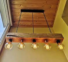 Handmade Beam Chandelier Modern Wood Beam Chandelier Wooden Chandelier Rustic Farmhouse Pendant Hanging Lamp Indoor Lighting Bar Light Modern Chandelier Wooden Pendant Lighting Rustic Light Fixtures