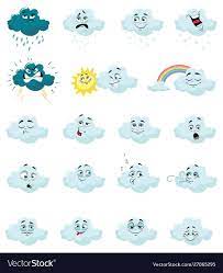 Set Of Cartoon Clouds With Emotions Collection Of Cute Clouds With Faces A Vector Illustration For The Cartoon Clouds Scenery Drawing For Kids Cartoon Cloud
