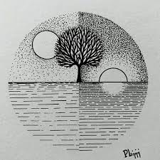 Art Nature Drawing Black And White Throughout This Picture Unity Is Shown Within The Diagonal Lines And The Contrast Of Black And White The Cir Cool Art Drawings Mandala Design Art Art Drawings