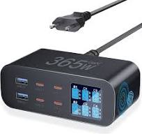 365W Caricatore USB C Multiplo con Schermo LED, YSYFAD 6 Porte Stazione di  Ricarica GAN Fast PD Caricatore USBC 100W QC USBA caricabatterie per ...