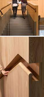 Stair Design Idea This Wooden Handrail Was Built Into The Stair Surround For A Seamless And Clean Look Handrail Design Stairs Design Staircase Design