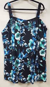 swim 365 size 32 black floral swimdress one piece bathing