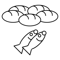 Monthly distributions of food and other miscellaneous products as available. Five Loaves And Two Fishes Icons Download Free Vector Icons Noun Project