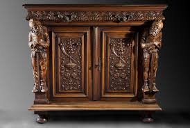 Buffet Et Desserte De Style Neo Renaissance En Noyer Sculpte A Decor De Personnages En Ronde Bosse Cheminees Anciennes Architecture Exterieur Architecturale