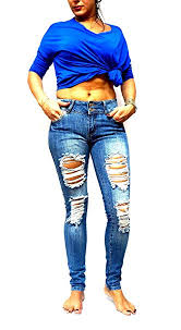 Jack David Rue21 Juniors Womens Blue Denim Jeans Destroy Skinny Ripd Distressed Pants