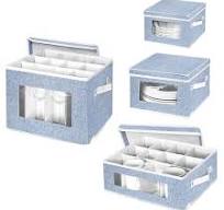 Amazon.com: China Storage Containers Hard Shell, Wine Glass and Mug Storage  Box with Dividers, Dish Plate Storage Containers, Stemware Storage Case ...