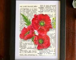 Poppies Print, Flowers, Red Poppy Art, Poppy Print, Art for Moms, Artwork  for Girls, Poppies Art, Dictionary Art Print, Gift for Nature