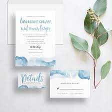 Watercolor Ombre Wedding Invites Dusty Powder Blue Watercolor Ombre B Watercolour Wedding Stationery Blue Wedding Invitations Coastal Wedding Invitations