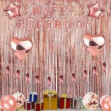 Buy rose gold birthday party decorations, rose gold party decorations set for girls or women, happy birthday banner, curtains, table runner, balloons, plates, cups, tissue for 24 guest by jsn party: Aqtten Party Forever Rose Gold Birthday Decoration Balloon Rain Silk Tassel Set Birthday Party Decorations And Supplies For Girls And Women Shopee Philippines