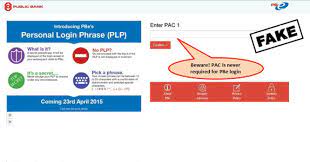 The paper contains a log in username and password. Public Bank